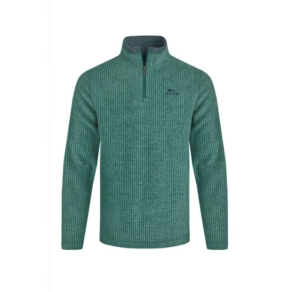 Weird Fish Mens Newark Grid Eco Friendly Quarter Zip Fleece Top / Leaf Green